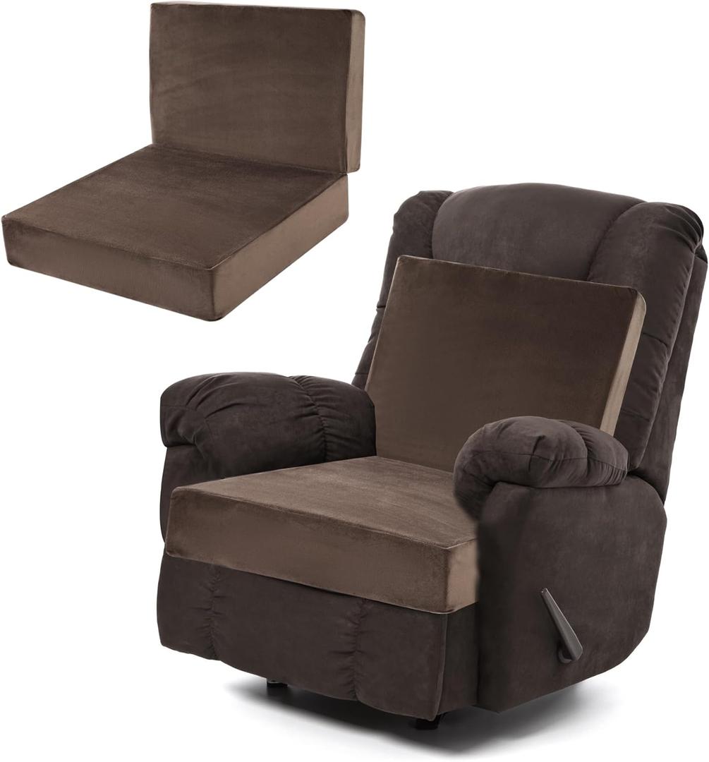 ROYALAY Foam Recliner Chair Seat Cushion with Lumbar Support Pillow for Elderly, Back Support, Extra Large & Non-Slip, Thicker & Supportive Chair Pad, (13" Height Backrest Cushion, Brown) (13" Height Back Cushion)