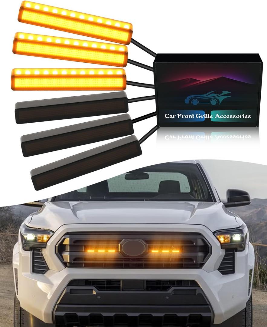 6Pcs Amber Grill Lights for 2024 2025 Toyota Tacoma LED Grille Marker Light 4th Gen Tacoma Accessories Front Bumper Raptor Lamp
