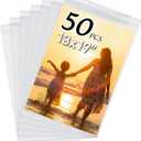 50 Pack Acid-Free Crystal Clear Sleeves Storage Bags for 13x19 Art Prints/Pictures/Photos/Framing Mat Mattes (Bag Size: 13 2/5" x19 1/2")