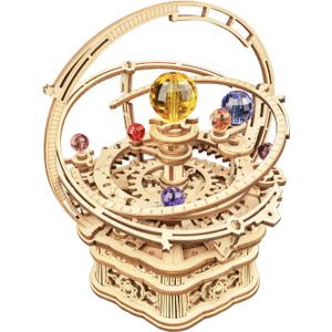 RoWood Music Box 3D Puzzles for Adults, DIY Wooden Mechanical Building Model Kits, Rotating Magic Ball Decorative Arts and Crafts, Gift for Adult on Birthday/Christmas - Starry Night