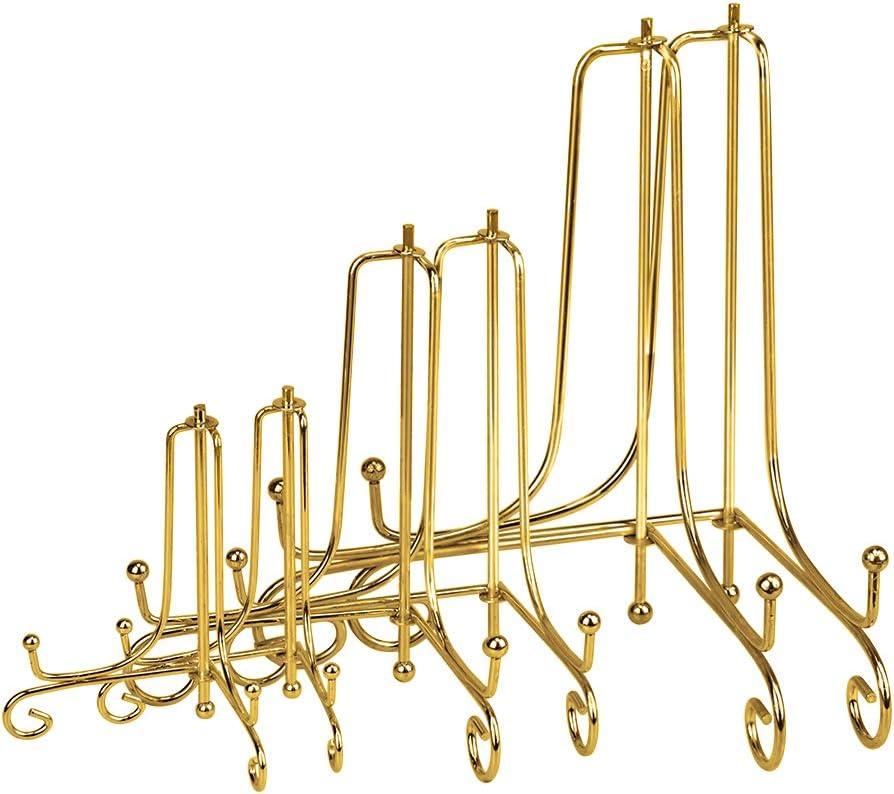LIONWEI LIONWELI 6 Pack Iron Display Stand,Gold Iron Easel Plate Holder Stand for Displaying Pictures, Plates, Books and Arts (4, 6, 8 inch)