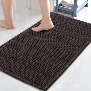 H.VERSAILTEX Upgraded Waffle Bath Mat Super Absorbent Non Slip Bath Rugs for Beside Tub, 24" x 36", Chocolate
