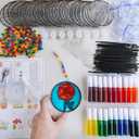 Winlyn 24 Set Spring Flower Suncatchers Ornaments Decorations DIY Window Paint Art Kit for Kids Classroom Activities Party Favors