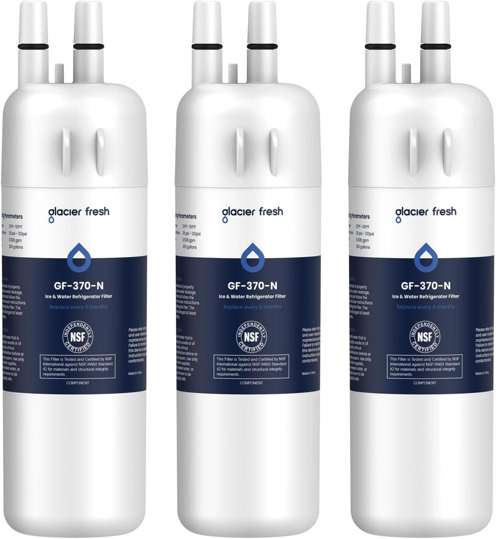 GLACIER FRESH EDR1RXD1 Refrigerator Water Filter Compatible with W10295370A, EDR1RXD1, WHR1RXD1, KAD1RXD1, Filter 1, W10295370, P4RFWB, P8RFWB2L, 46-9930, 46-9081 Refrigerator Water Filter, 3 Pack