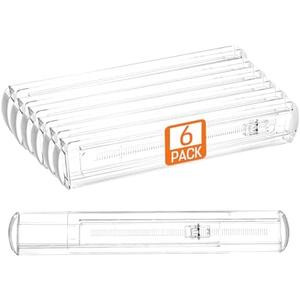 6 Pack Drawer Dividers for Clothes, 2.3" High 13"-21" Adjustable Drawer Dividers Expandable Dresser Drawer Organizer, Clear Drawer Separators for Clothes, Underwear, Cosmetic, Kitchen Utensils Storage