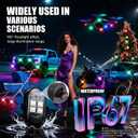 Upgraded Wireless LED Lights for Car, Rechargeable Interior Car Lights with 8 Colors Brightness Adjustable, 12H Battery Life, Remote Control, Mini Strobe Lights for Vehicle Motorcycle Bike Decor