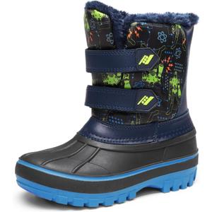 DREAM PAIRS Boys Girls Snow Boots Water-Resistant Outdoor Sport Warm Cozy Anti-Slip Cute Ankle Winter Shoes for Toddler/ Little/ Big Kid, Size 10 Toddler, Black/ Neon/ Green, DUCKO