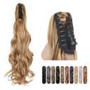 Blonde Ponytail Extension for Women, Claw Clip in Fake Hair Ponytail, Wavy, 24 inch
