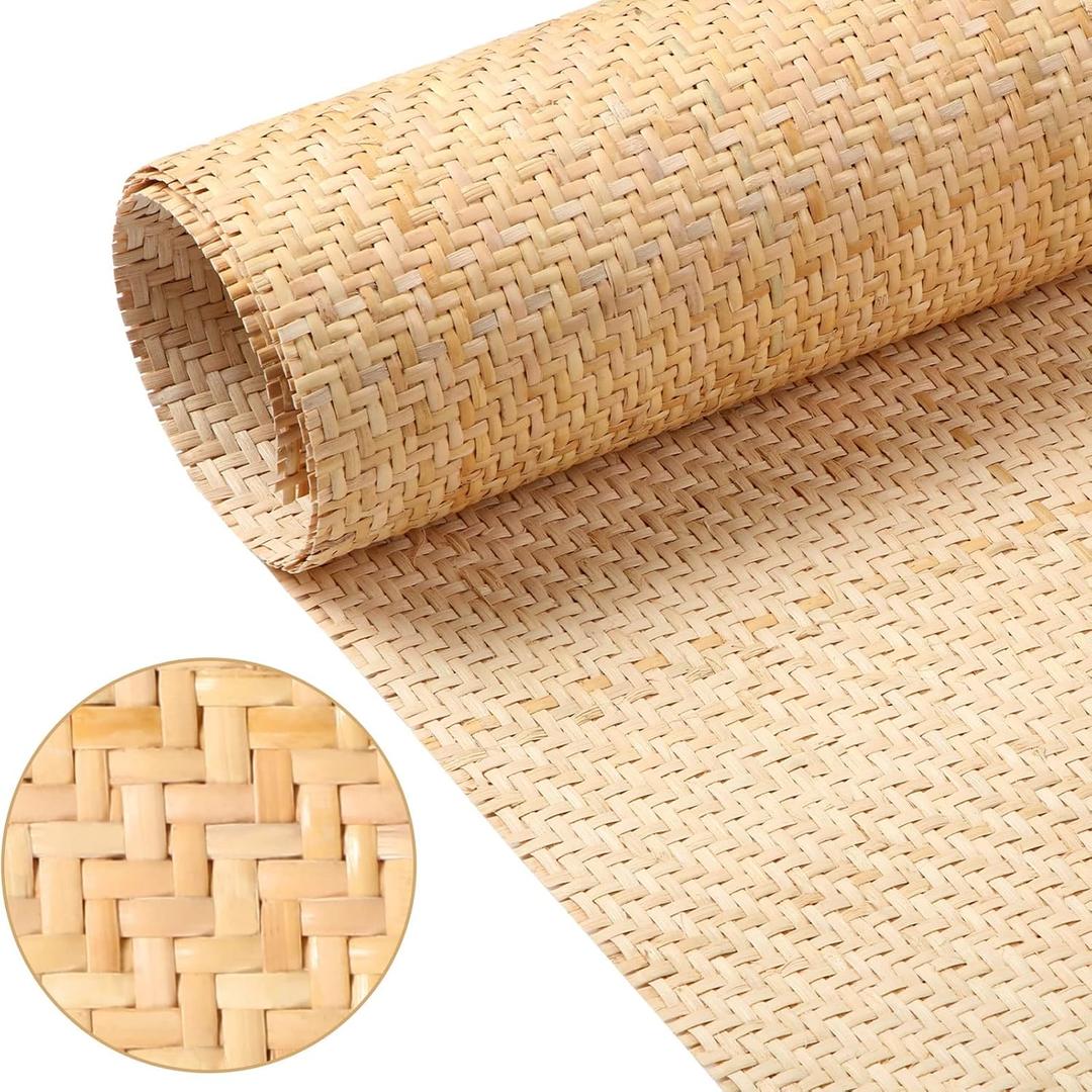 Wesiti 14"x 59" Natural Cane Webbing V Shape Rattan Webbing Roll for Caning Projects Woven Mesh Cane Rattan Material Sheet for Furniture, Chair, Cabinet, Ceiling, Bed, Basket, Door, Brown