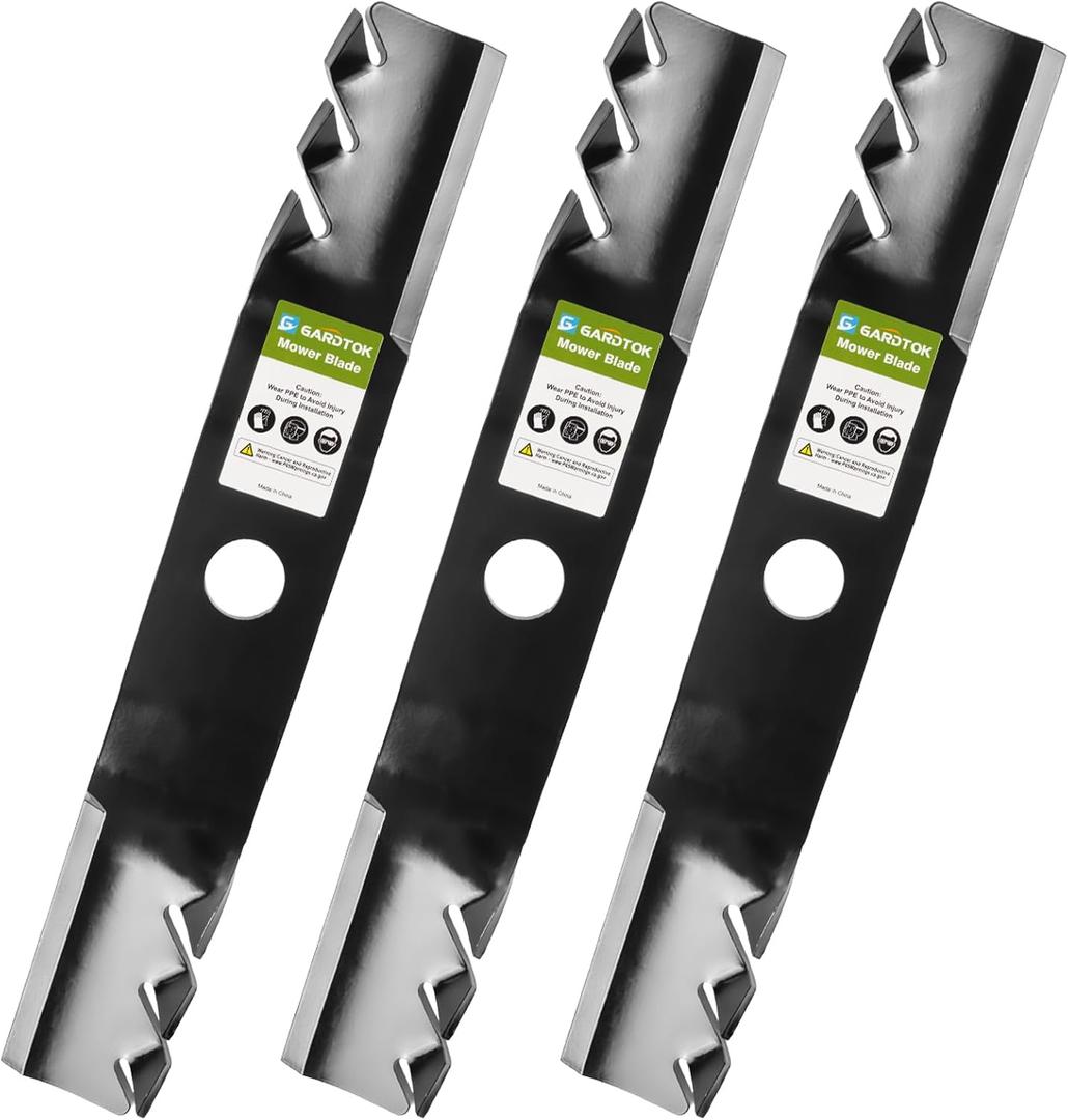 Set of 3 High-Lift Mulching Mower Blades 16.65" Replacement for Kubota K5583-34350, Fits 48" Deck Z723 Z724 Z412KW RCK48P Models, 1-1/8" Circle Center Hole
