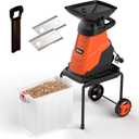 MAXLANDER 15-Amp Electric Wood Chipper Shredder, 1.78-Inch Cutting Capacity, 15:1 Reduction Ratio, Yard Mulcher with 50L Collection Bin, Corded Garden Shredder for Branches & Twigs