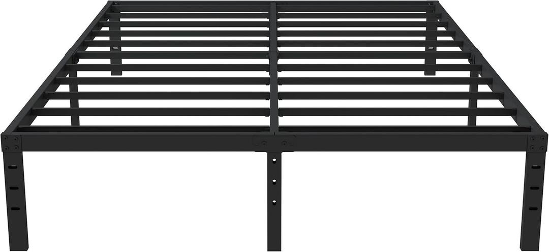 16 Inch Queen Bed Frame No Box Spring Required, Metal Platform Queen Size Bed Frames with 14 Inch Storage, 3,500 lbs Heavy Duty Steel Slats Support, Easy Assembly Mattress Foundation