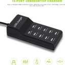 50W USB Charging Station with 10-Port Family-Sized Smart USB Ports for Multiple Devices - Smart Phone, Tablet, Laptop Computer - for iPhone 15/14/13 Black