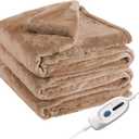 Eydna Electric Heated Blanket Full Size 72"x84", Fast Heating Throw, Soft Plush Microplush for Bed & Couch, 10 Hours Auto Off & 4 Heating Levels, Machine Washable, Gifts for Grandma & Family-Dark Camel