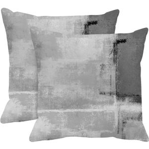 Britimes Throw Pillow Covers Modern Home Art Decor, 18 x 18 Inches Set of 2 Abstract Oil Painting Pillowcases for Bedroom, Living Room, Cushion Couch Sofa, Abstract White Grey