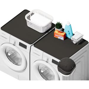 2 PACKS SEIRI Washer and Dryer Topper, 26" x 26" Silicone Dryer Top Protector Mats for Flat Top Surface Cover and Front Load Washing Machine Non-Slip Waterproof Laundry Topper Mat Large (Dark Gray)