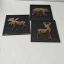 Cabin Wall Decor, Deer Elk Bear Rustic Wooden Forest Mountain Woodland Wildlife Lodge, Hunting, Cabin Interior Wall Decor,10 x 10 Inches set of 3