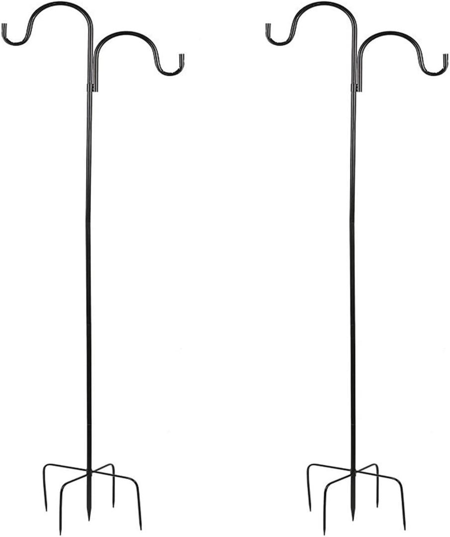 96cm (1cm Diameter) Shepherds Hooks for Garden Lights Adjustable Metal Stake Hangers Garden Heavy Duty Plant Hooks for Garden Lights Weddings Plant Baskets Lantern Bird (2 Pack Black)