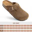 Womens Genuine Suede Clogs for Women Slip-On Buckle Slides Women's Mules & Clogs Natural Rubber Cork Footbed Sandals Potato Shoes with Arch Support, 8.5 US