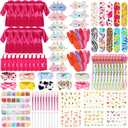 Toulite 10 Set Spa Party Supplies for Girls Kids 10 Satin Robes Spa Kit Sleepover Birthday Slumber Party Favors Nail Salon (Hot Pink)