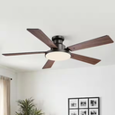 Vaczon 52 in. Modern Matte Black Flush Mount Standard LED Ceiling Fan with Lights, Remote Control and Reversible DC Motor VZA01A117C-BLE