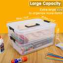 TERGOO 2 Layer Plastic Storage Containers with Lids, Multipurpose Clear Stack & Carry Box, Portable Craft Organizers and Storage Bin for Organizing Art & Craft, Sewing, Makeup, Nail Supplies (Black)