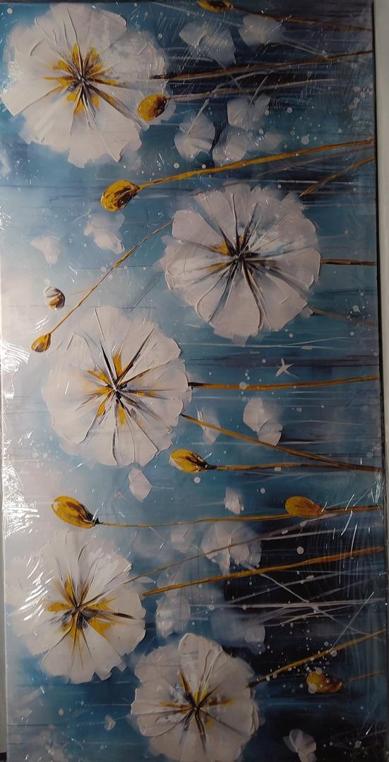 CANEITO Wall Art Living room, Large 60 x 30 Inch Artwork for Walls, Vintage Floral Color Wall Art for Bedroom Bathroom, White Dandelion Botanical Picture for Home Decor