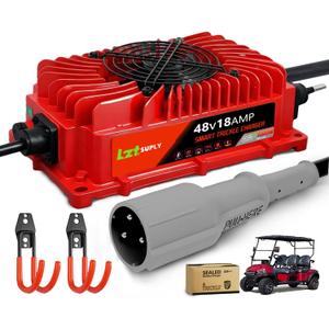 48V 18Amp Golf Cart Battery Charger Onboard or Wall Mount for Club Car 3-Pin Round with 16Ft Cable, IP67 Waterproof Smart Trickle Charger Replacement for 48 Volt Lead-Acid Batteries