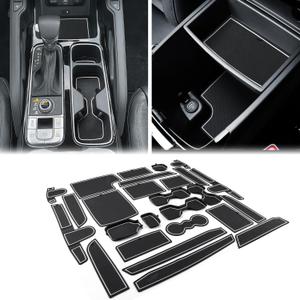 Auovo Center Console Mats Compatible with Kia Telluride Accessories 2020 2021 2022 2023 2024 2025 Door Liners Car Interior Decoration Cup Holder Coasters Pads(26pcs/Set, White)