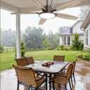 Fanbulous 52'' Outdoor Ceiling Fans with Light and Remote,IP65 Wet Rated Waterproof Ceiling Fan with 6-Speed DC Motor, Farmhouse Gazebo Fan for Porch Patios Pavilion(Oil Bronze)