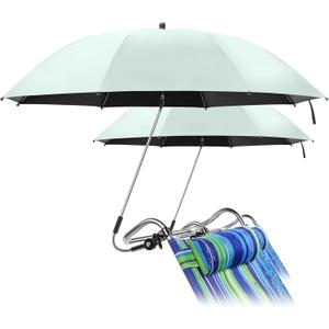Talltalk 2 Pcs Beach Umbrella with Universal Clamp Adjustable Beach Shade UV Protection Chair Portable Outdoor Umbrella for Camping Patio Chairs Golf Carts