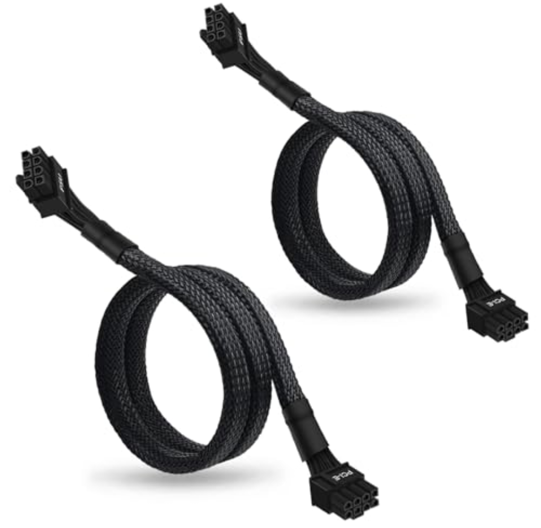 YEZriler (2-Pack) 8 Pin PCIe Cable for Corsair PSUs, ATX CPU 8 Male to PCIe (6+2) Male Power Adapter Sleeved 25-inch (63cm)