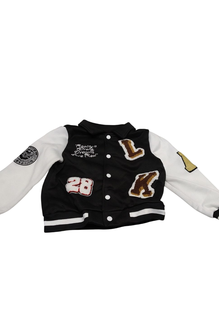 SOLY HUX Toddler Boy's Varsity Jacket Letter Graphic Color Block Collar Long Sleeve Baseball Jacket Streetwear Black Letter 6Y