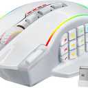 Redragon Wireless Gaming Mouse, MMO Gaming Mouse UP 16,000 DPI, 16 Macro Programmable Buttons, RGB Rechargeable Mouse with 12 Side Buttons, 70Hrs for PC Laptop MOBA FPS, White,M901P-WS (M901PWS)