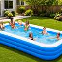 Large Inflatable Pool for Adults, 120"x70"x22" Oversized Thickened Blow Up Pool for Family, Full-Sized Swimming Pool for Backyard, Garden and Outdoor Fun