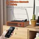 Vinyl Record Player Bluetooth Turntable with 2 Built-in Speakers 3-Speed Vintage LP Player, Support Bluetooth in RCA Out Aux in Headphone Jack