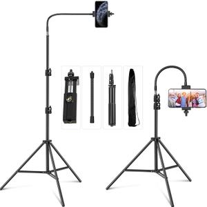 Cell Phone Tripod 27inch to 80inch Adjustable Phone Video Stand for iPhone & Camera Video Recording Vlogging/Streaming/Photography Rotatable Live Video Stand Compatible Mobile Phones