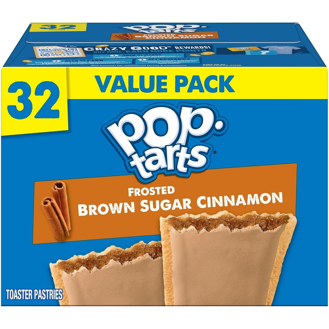 Pop-Tarts Toaster Pastries, Breakfast Foods, Kids Snacks, Family Pack, Frosted Brown Sugar Cinnamon (32 Pop-Tarts) (54.1 Ounce (Pack of 1)) BB DEC162026