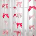Taobary 8 Pcs 6.6 ft Valentine Bow Garland, Satin Ribbon Bow Banner Coquette Hanging Ornament for Photo Wall Backdrop Birthday Party Wedding Bridal Baby Shower Decorations(Classic Pink,1.5 Inch)
