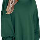 BWQ Womens Oversized Sweatshirt Crewneck Long Sleeve Shirts Pullover Sweatshirts, Size M (Green)
