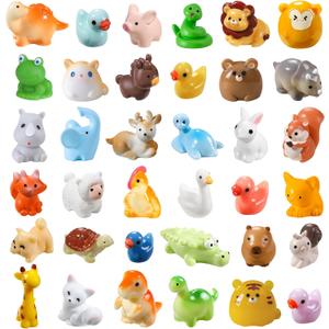 40pcs Mini Resin Animal 40 Styles Tiny Resin Animals Miniature Little Small Animal Figures Bulk for Micro Fairy Garden Landscape Accessories Dollhouse Hide Crafts Decor Aquarium Toys
