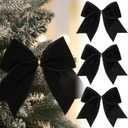 Janinka 12 Pcs Black Christmas Velvet Bows 6 Inch Rustic Wreath Gift Bows Vintage Xmas Velvet Ribbon Bow Ornaments for Xmas Farmhouse Tree Garland DIY Craft Wrapping Decorative