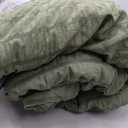 Zzlpp King Size Comforter Set 7 Pieces, Olive Green Seersucker Bed in a Bag with Sheets, All Season Bedding Sets with 1 Comforter, 2 Pillow Shams, 2 Pillowcases, 1 Flat Sheet, 1 Fitted Sheet