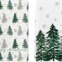 Artoid Mode Xmas Tree Merry Christmas Kitchen Towels Dish Towels, 18x26 Inch Holiday Snowflakes Winter Decoration Hand Towels, Set of 2