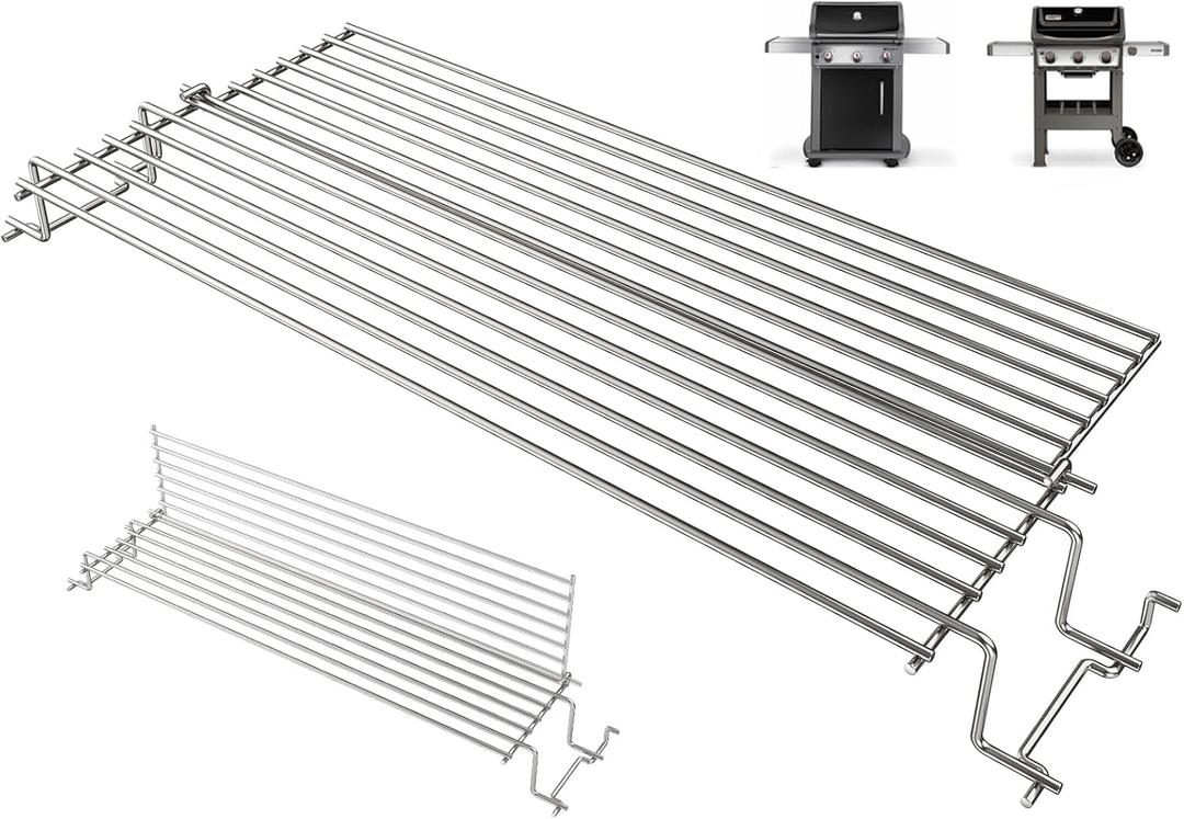67027 Top Grill Warming Rack for Weber GS4 Spirit I & II 300 Series E310, E320, E330, EP310, S310, S320, S330 Grills (2013-2017), Raised Hanging Rack for Webber Spirit II GS4 Part, Stainless Steel (21.6L X 9.5W)