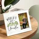 SRADMO Uncle Gifts: 10x8 inch Wooden Tabletop Photo Frame - 'World's Best Uncle'