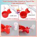 12Pack Large Chicken Feeder and Waterer Set, Automatic Chicken Water Cups with Tee, Poultry Feeder Watering Cups for Ducks,Chicks, Turkeys, Quail, Bunny, Bird(Red, White)