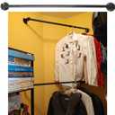 MYOYAY Corner Garment Rod 34 inches 2 Pack Industrial Pipe Clothes Hanging Bar For Corner Angle Adjustable Wall Mounted Clothes Rack Black Space Saving Metal Dryer Rails