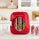 Frigidaire Retro Mini Personal Fridge Cooler, Holds 9L or 12 Cans, Portable for Car, Office, Bedroom, Dorm Room, or Cabin, Features Plugs for Home Outlet & 12V Car Charger - 10"D x 7"W x 10.5"H, Red, standard