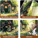 10x6.5ft Easter Backdrop Fairy Cottage Photography Wall Magic Forest Bunny & Colorful Eggs Spring Theme Easter Party Decorations Banner Photo Booth Background